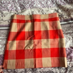 J.Crew 00 Plaid orange and khaki skirt